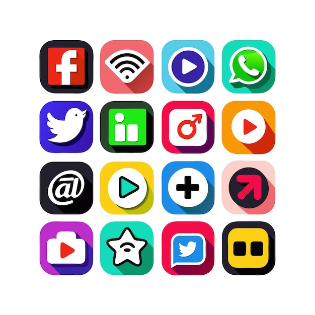 Ilustración vectorial de la colección de iconos de los medios sociales