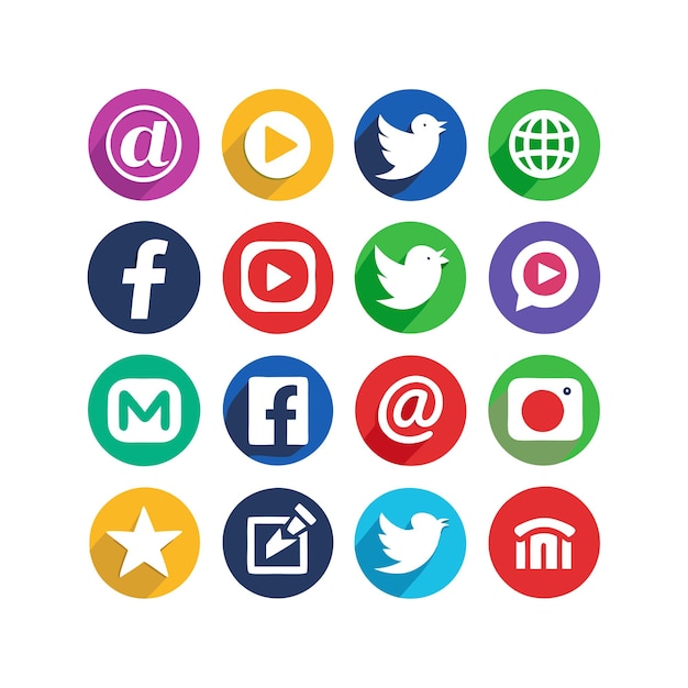 Ilustración vectorial de la colección de iconos de los medios sociales