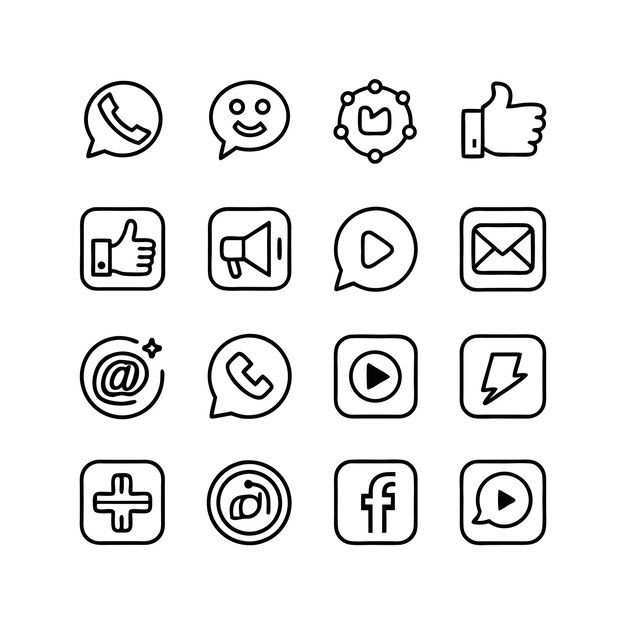 Ilustración vectorial de la colección de iconos de los medios sociales