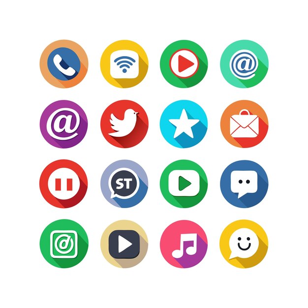 Ilustración vectorial de la colección de iconos de los medios sociales