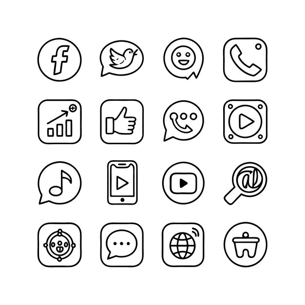 Ilustración vectorial de la colección de iconos de los medios sociales