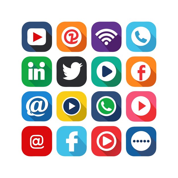 Ilustración vectorial de la colección de iconos de los medios sociales