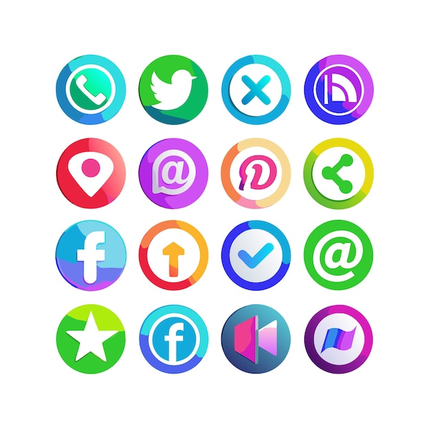 Ilustración vectorial de la colección de iconos de los medios sociales