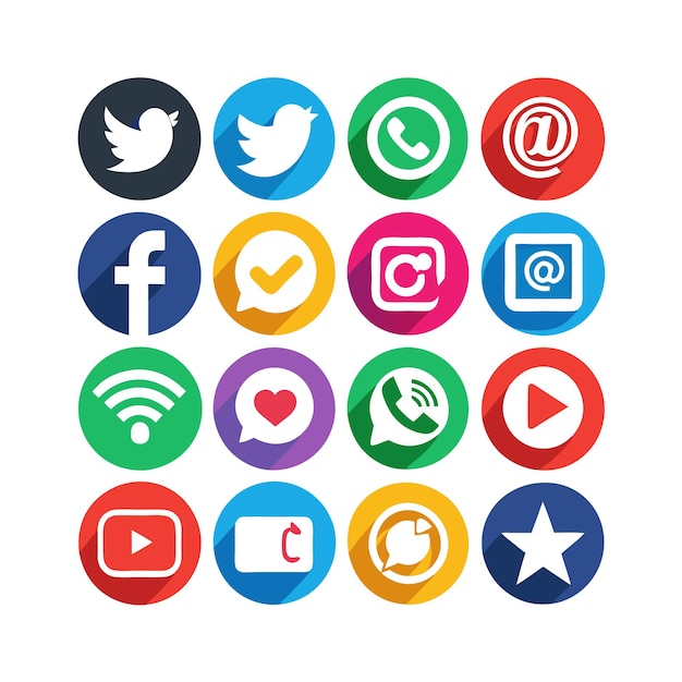Ilustración vectorial de la colección de iconos de los medios sociales