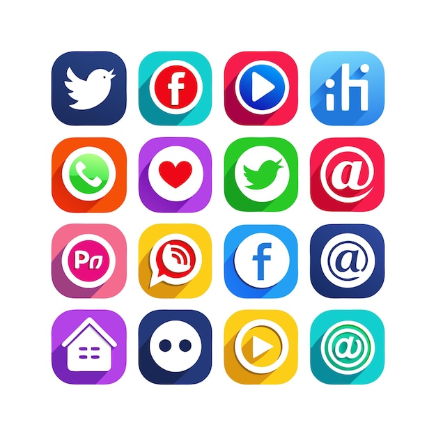 Ilustración vectorial de la colección de iconos de los medios sociales