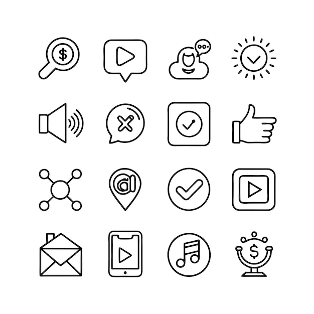 Ilustración vectorial de la colección de iconos de los medios sociales