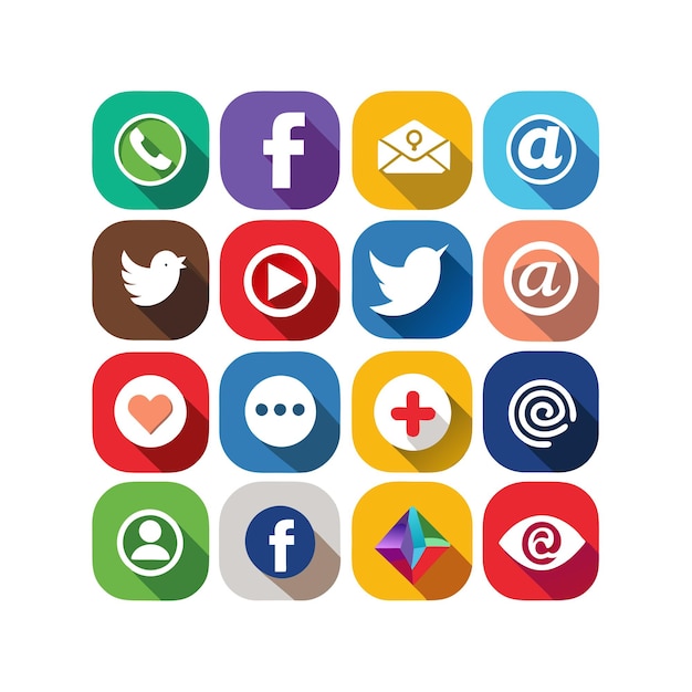 Ilustración vectorial de la colección de iconos de los medios sociales