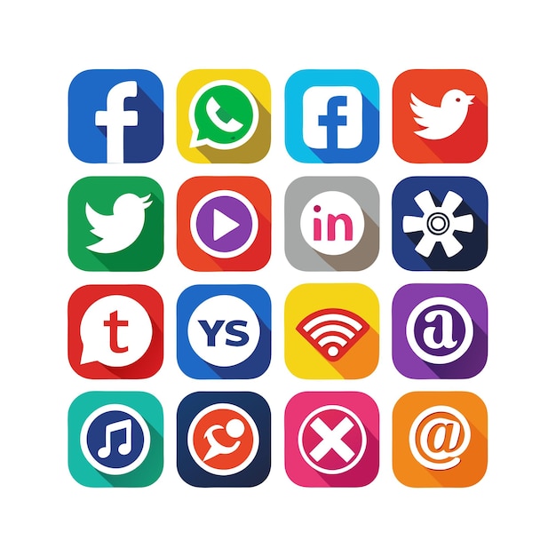Ilustración vectorial de la colección de iconos de los medios sociales