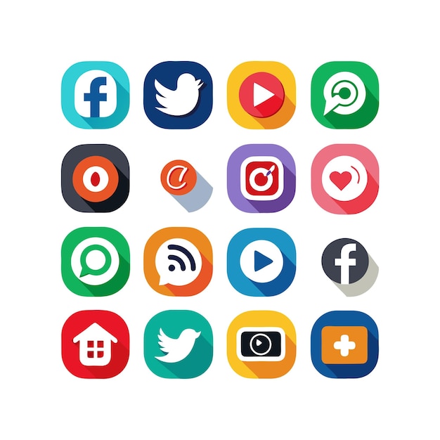 Ilustración vectorial de la colección de iconos de los medios sociales