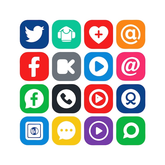 Ilustración vectorial de la colección de iconos de los medios sociales
