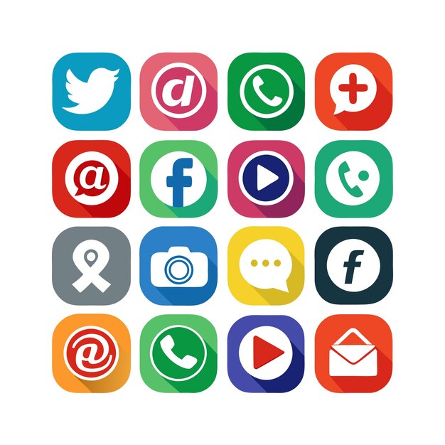 Ilustración vectorial de la colección de iconos de los medios sociales