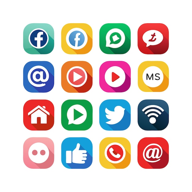Ilustración vectorial de la colección de iconos de los medios sociales