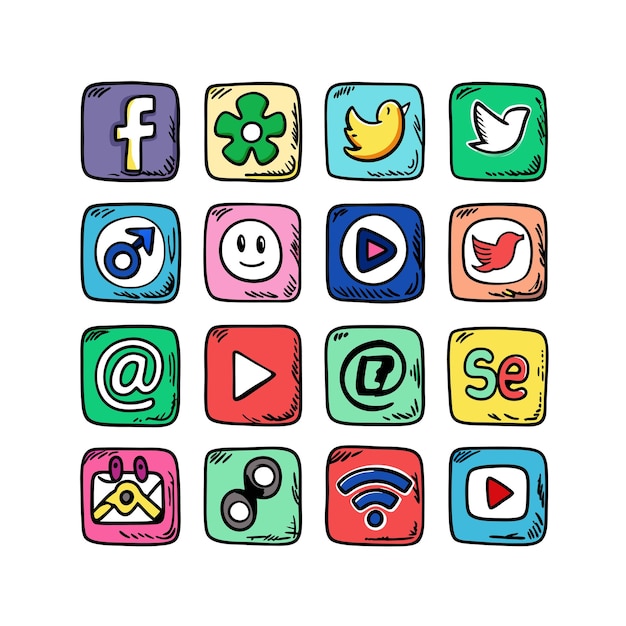 Ilustración vectorial de la colección de iconos de los medios sociales