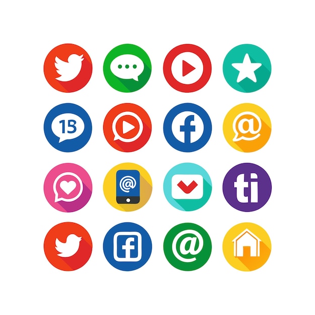 Ilustración vectorial de la colección de iconos de los medios sociales