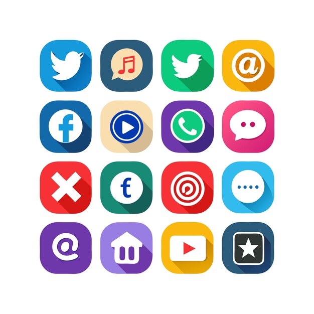 Ilustración vectorial de la colección de iconos de los medios sociales