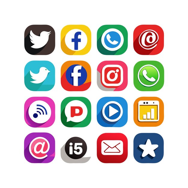 Ilustración vectorial de la colección de iconos de los medios sociales