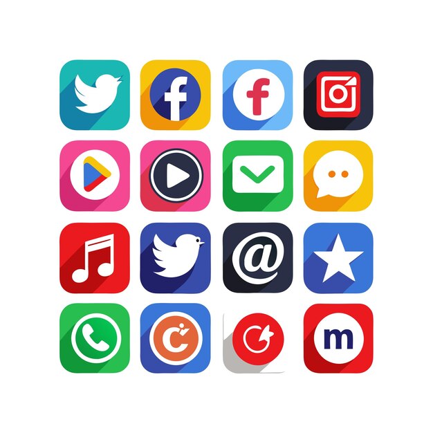 Ilustración vectorial de la colección de iconos de los medios sociales