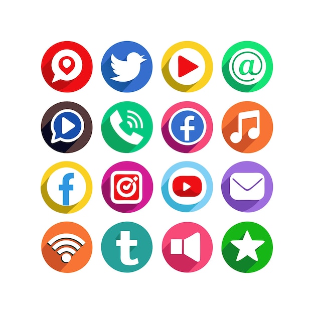 Ilustración vectorial de la colección de iconos de los medios sociales
