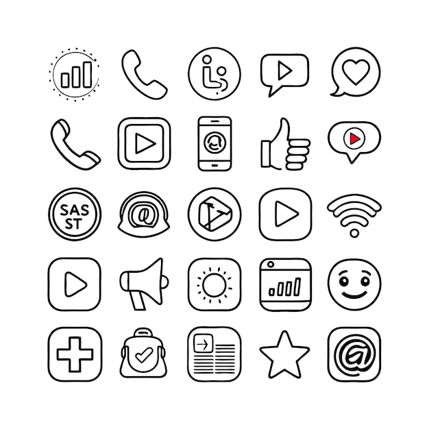 Ilustración vectorial de la colección de iconos de los medios sociales