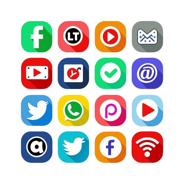 Ilustración vectorial de la colección de iconos de los medios sociales