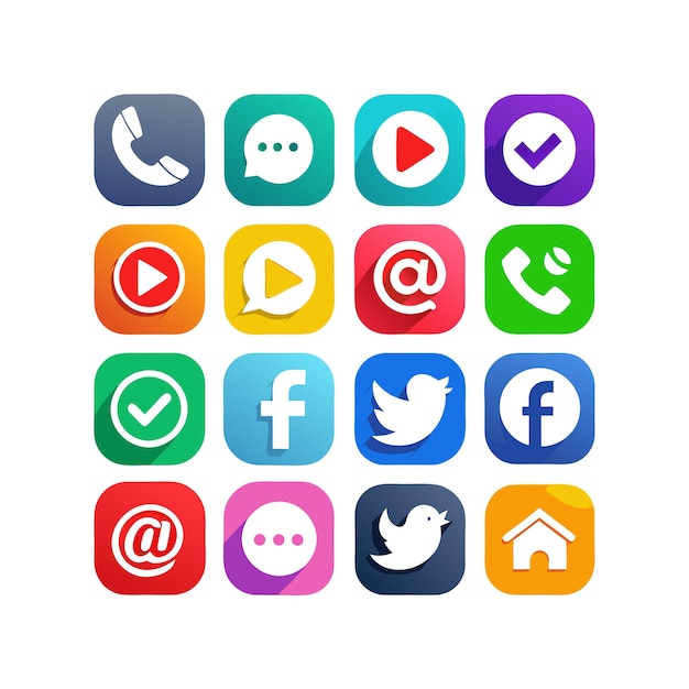 Ilustración vectorial de la colección de iconos de los medios sociales