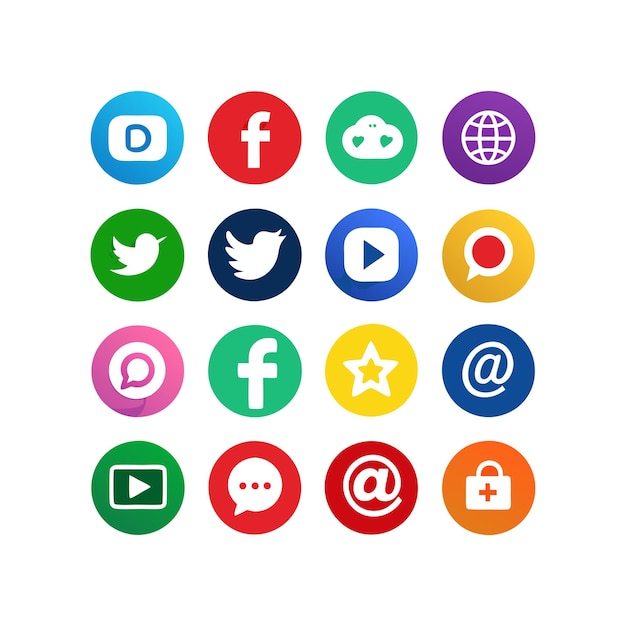 Ilustración vectorial de la colección de iconos de los medios sociales