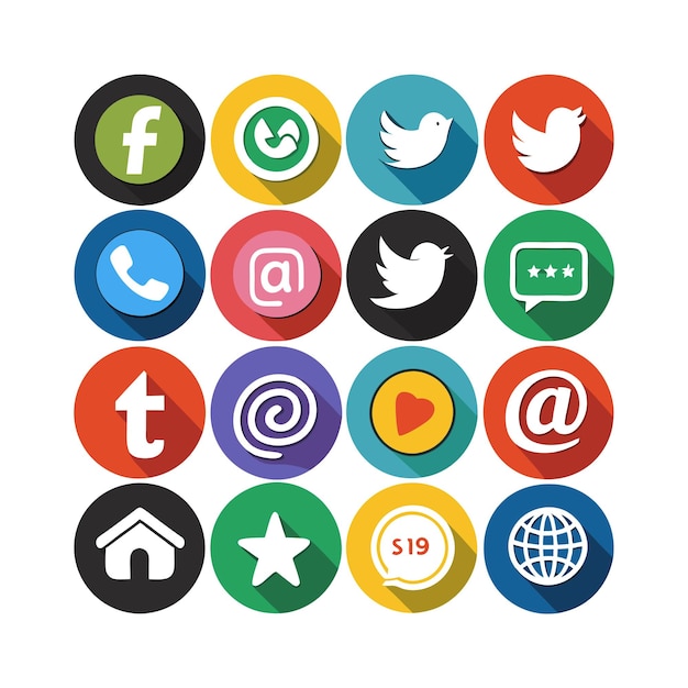 Ilustración vectorial de la colección de iconos de los medios sociales