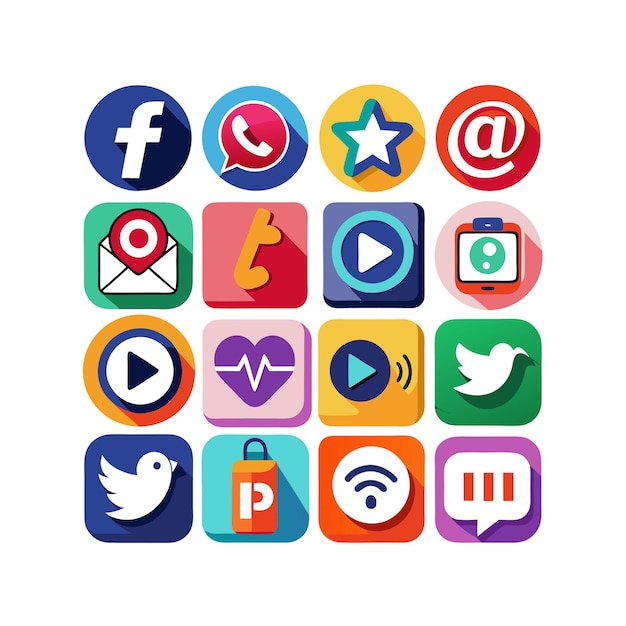 Ilustración vectorial de la colección de iconos de los medios sociales