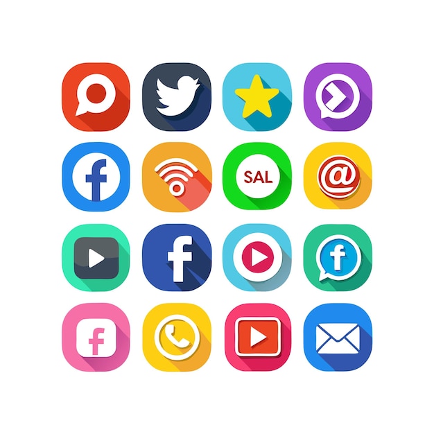 Ilustración vectorial de la colección de iconos de los medios sociales