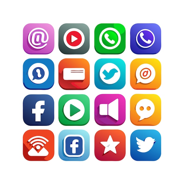 Ilustración vectorial de la colección de iconos de los medios sociales
