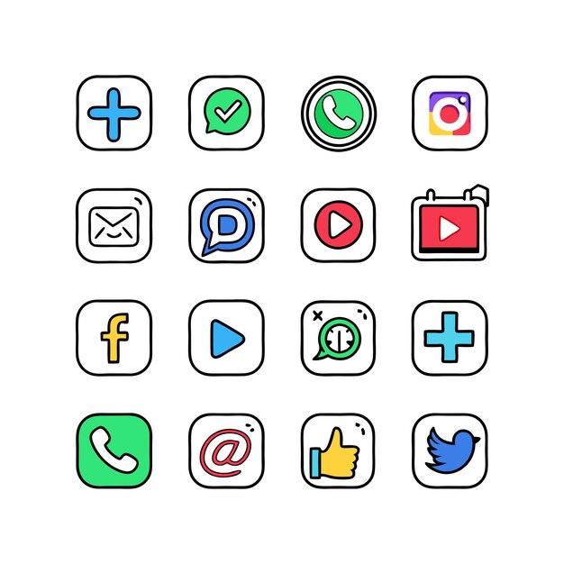 Ilustración vectorial de la colección de iconos de los medios sociales