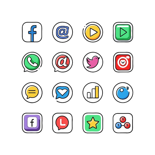 Ilustración vectorial de la colección de iconos de los medios sociales