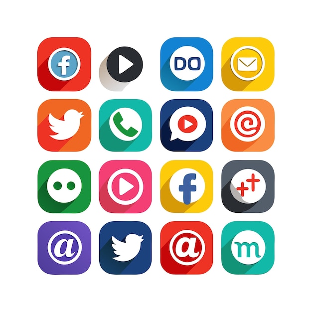 Ilustración vectorial de la colección de iconos de los medios sociales