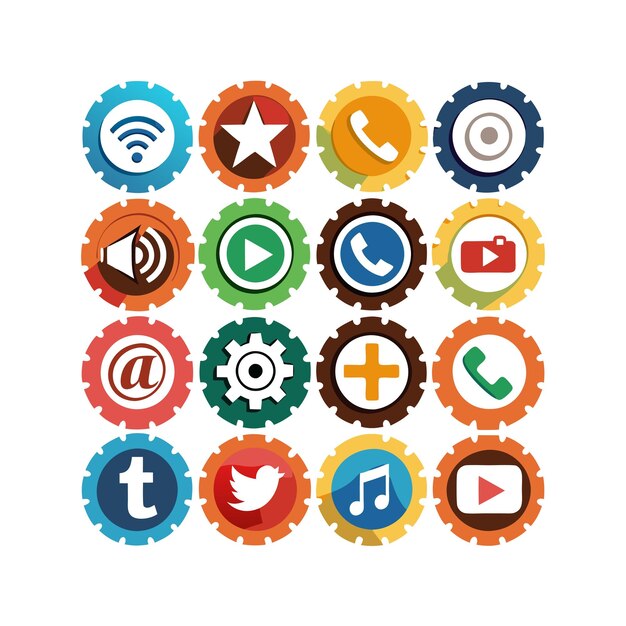 Ilustración vectorial de la colección de iconos de los medios sociales