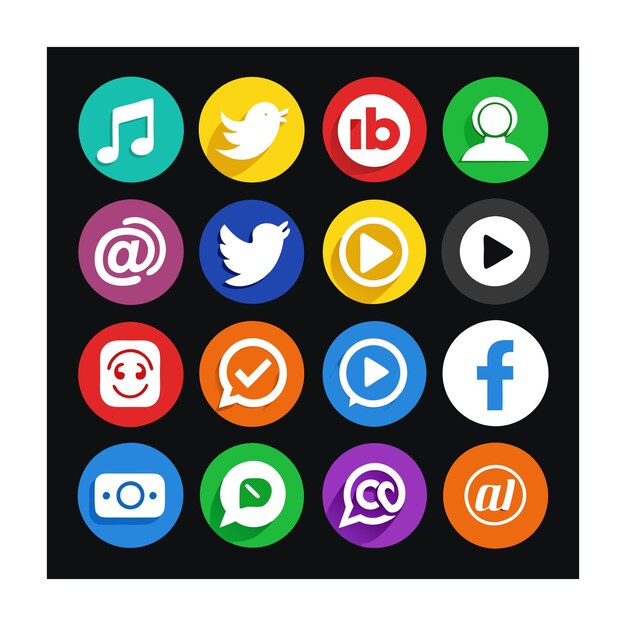 Ilustración vectorial de la colección de iconos de los medios sociales