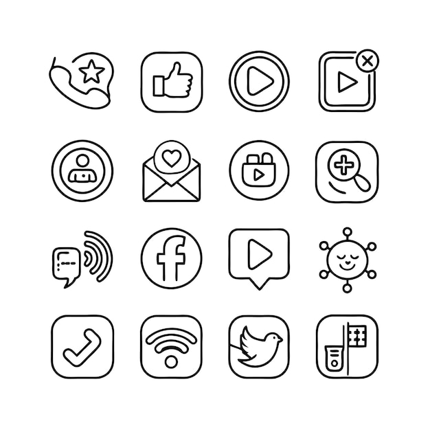 Ilustración vectorial de la colección de iconos de los medios sociales