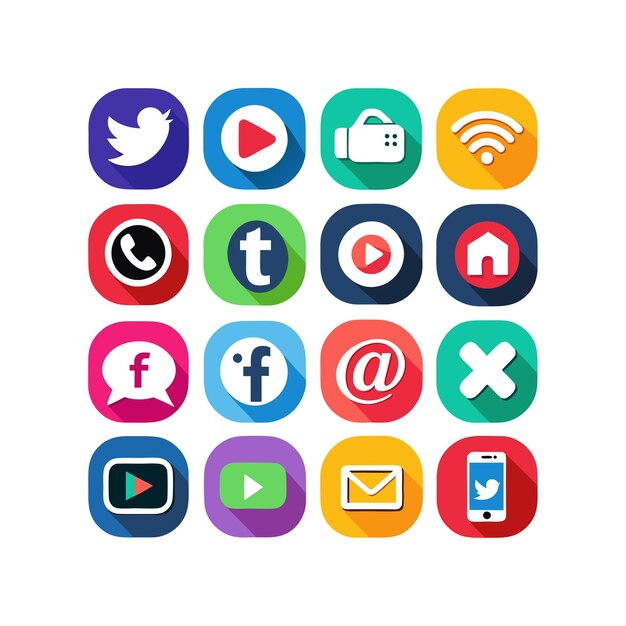 Ilustración vectorial de la colección de iconos de los medios sociales