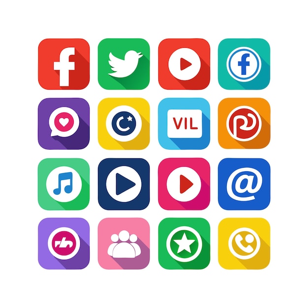 Ilustración vectorial de la colección de iconos de los medios sociales