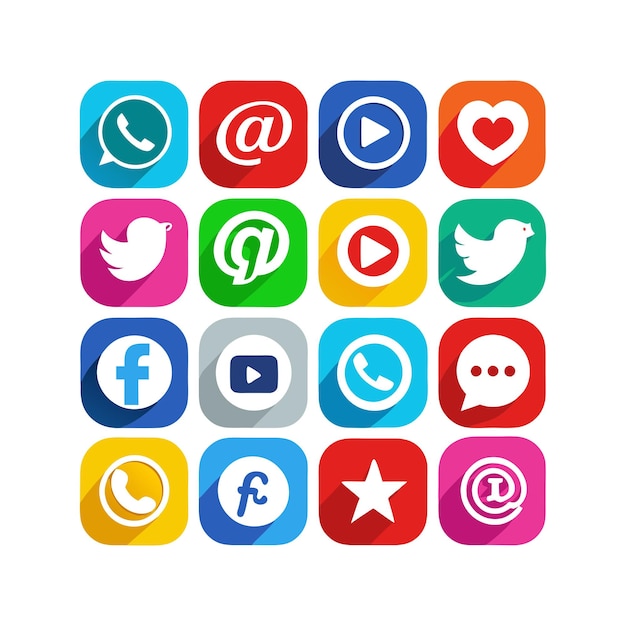 Ilustración vectorial de la colección de iconos de los medios sociales