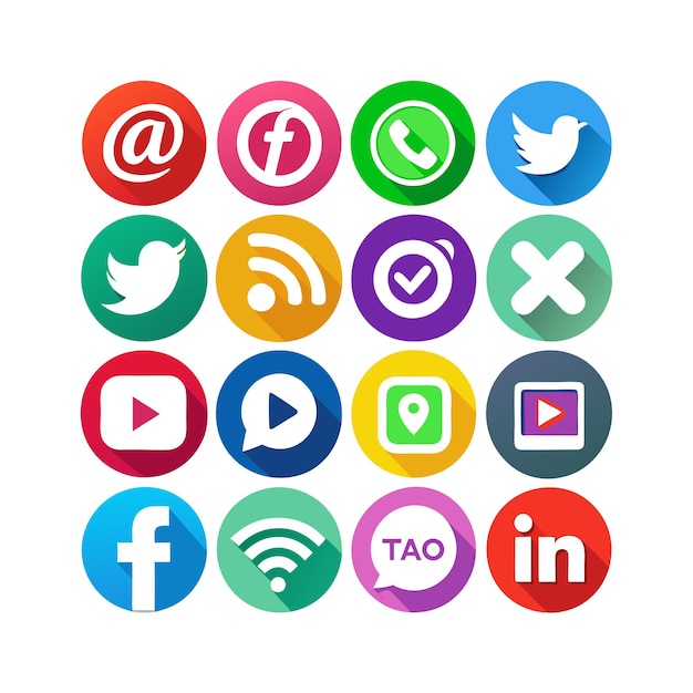 Ilustración vectorial de la colección de iconos de los medios sociales