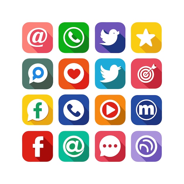 Ilustración vectorial de la colección de iconos de los medios sociales
