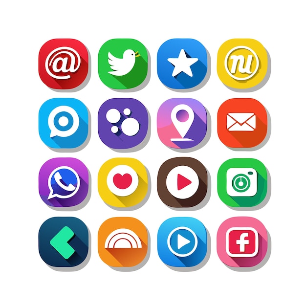 Ilustración vectorial de la colección de iconos de los medios sociales