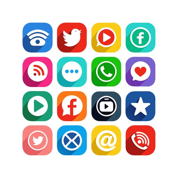 Ilustración vectorial de la colección de iconos de los medios sociales