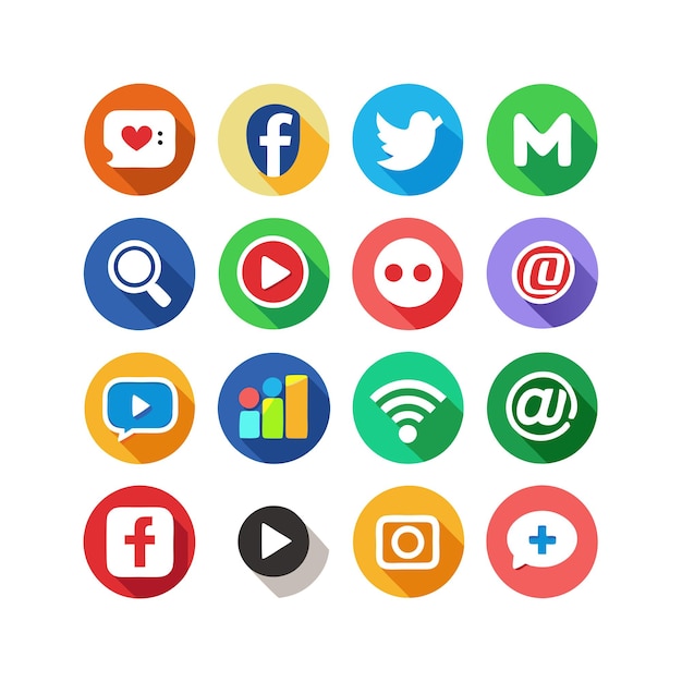 Ilustración vectorial de la colección de iconos de los medios sociales