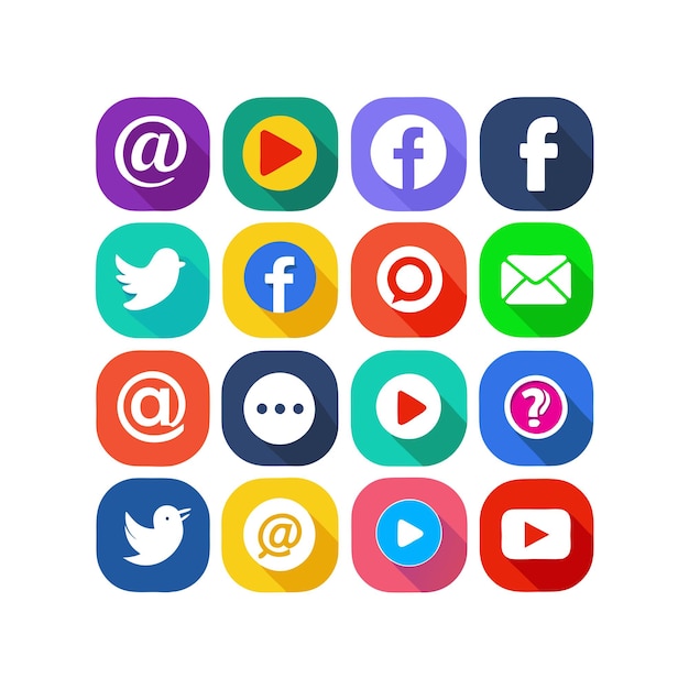 Ilustración vectorial de la colección de iconos de los medios sociales