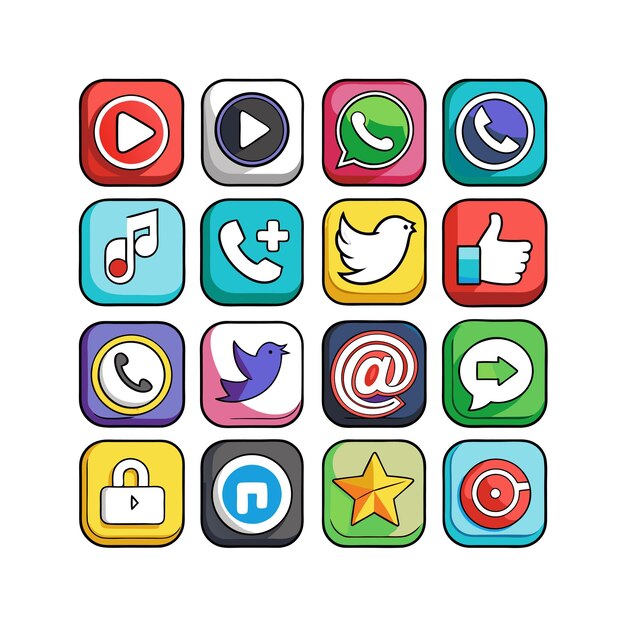 Ilustración vectorial de la colección de iconos de los medios sociales
