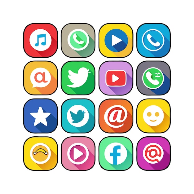Ilustración vectorial de la colección de iconos de los medios sociales