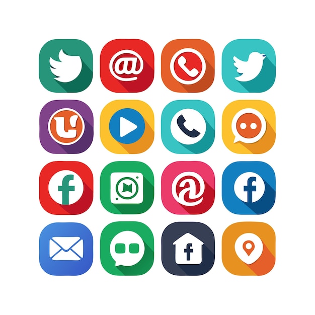 Ilustración vectorial de la colección de iconos de los medios sociales
