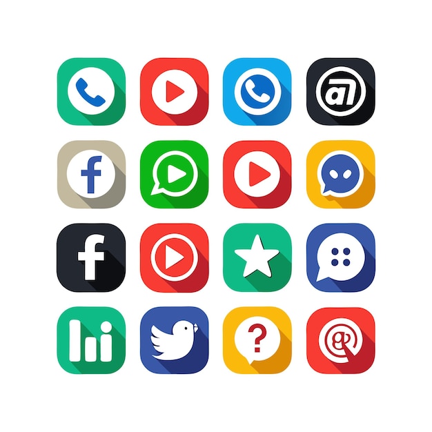 Ilustración vectorial de la colección de iconos de los medios sociales