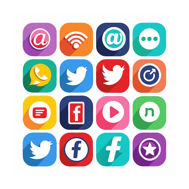 Ilustración vectorial de la colección de iconos de los medios sociales
